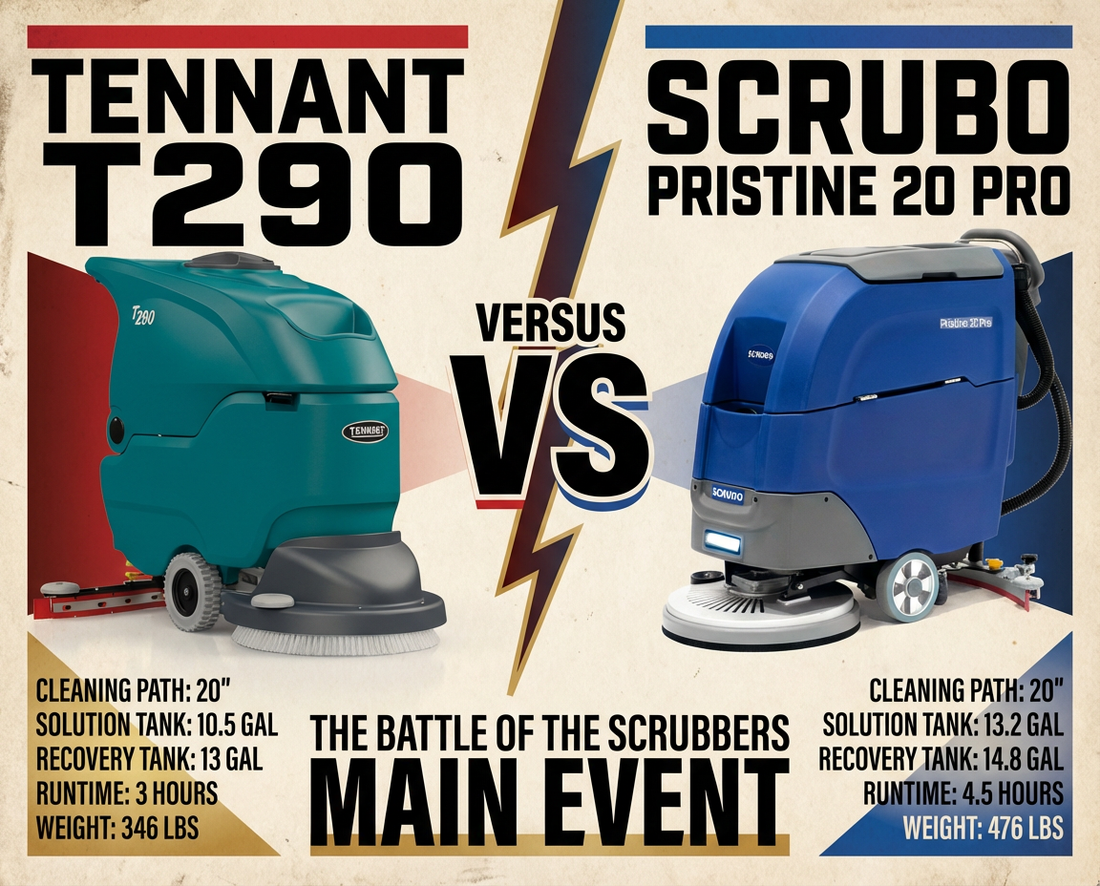 Scrubo Pristine 20 Pro vs. Tennant T290: Affordable Power Meets Reliable Performance